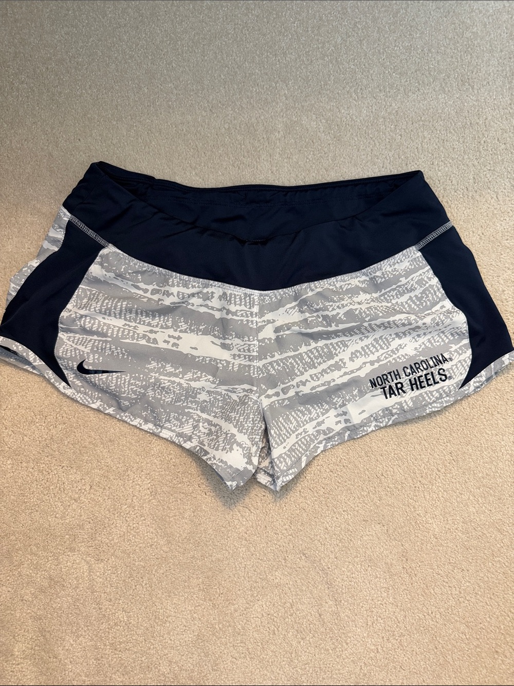 Nike Women's Navy and Gray Tar Heels Athletic Shorts